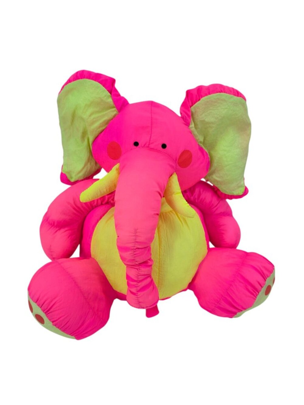 Vintage Stuffins Elephant Plush Puffy Neon Pink Large Stuffed Animal Nineties